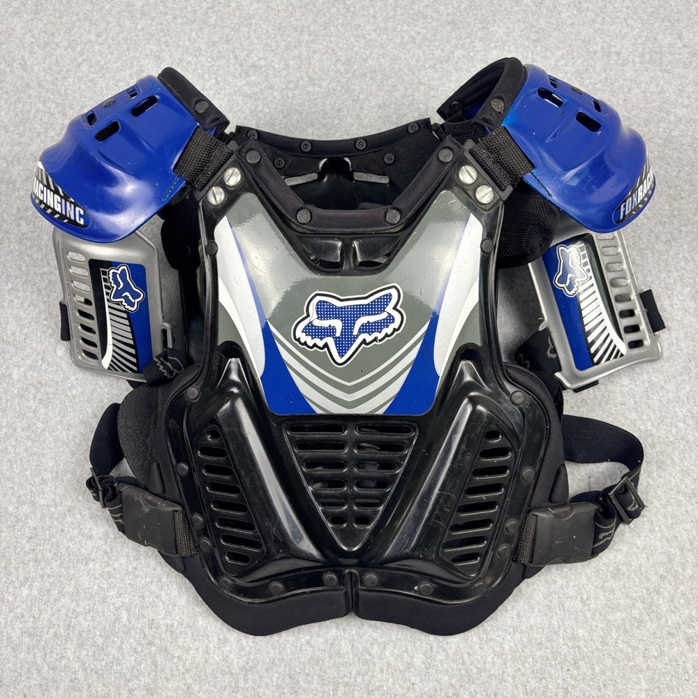 Fox Racing Airframe Motocross Chest Protector Size S Roost Deflector Blue Black